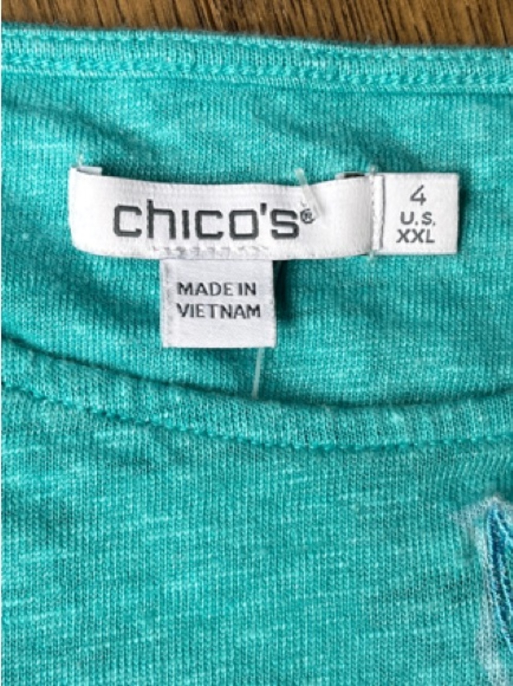 Chico's Turquoise Embroidered Linen top - Size XXL - Picture 6 of 7